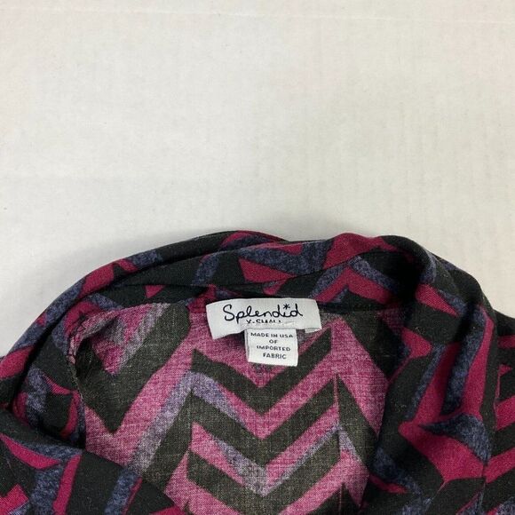 Splendid Womens Button Front Shirt Printed Long Sleeve Roll Tab Collared Top XS - Picture 4 of 11